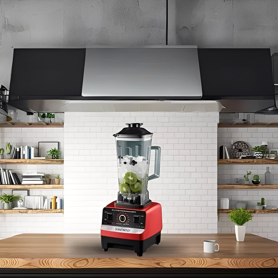 A Commercial Blender is Kept at Kitchen Cabinet.