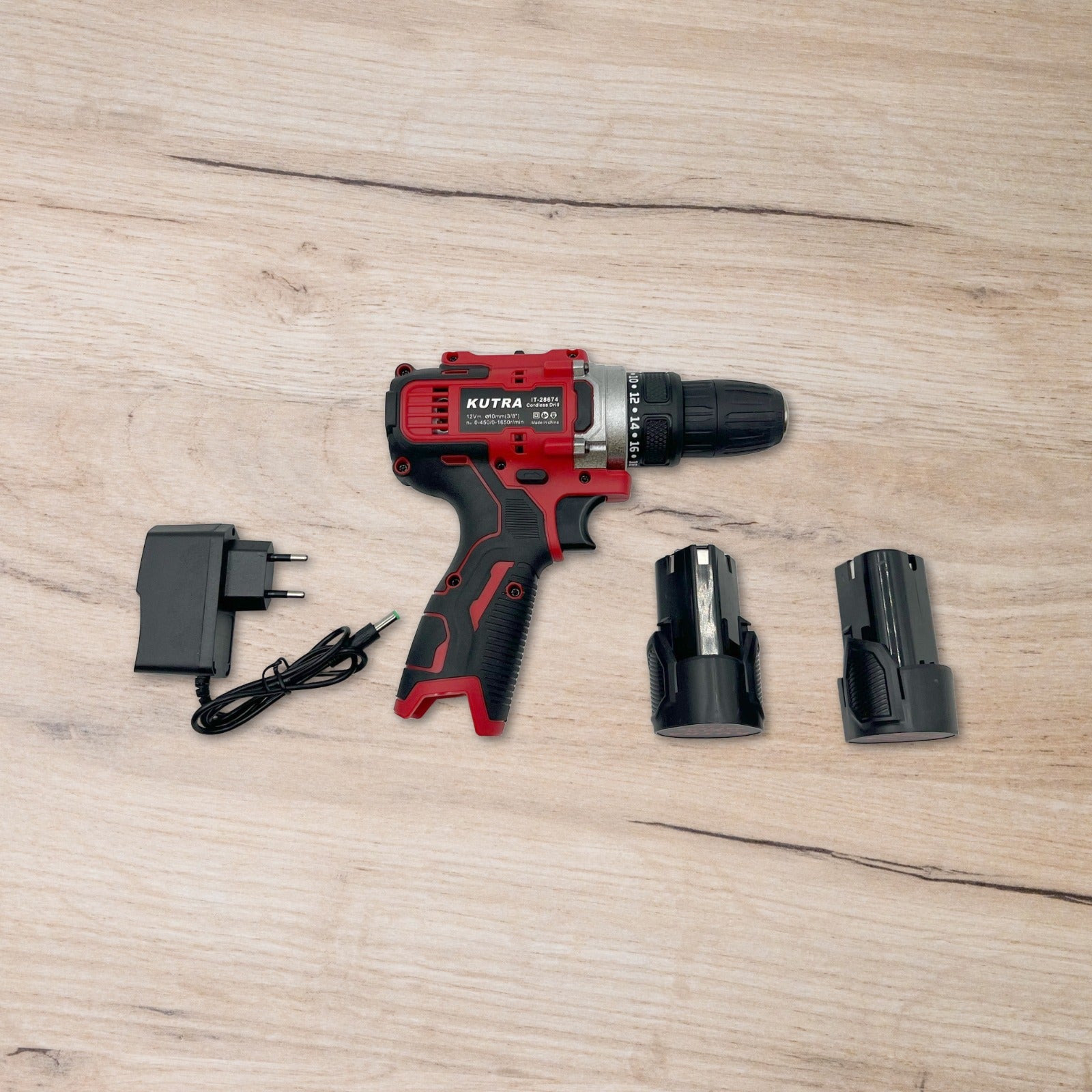 A Cordless Power Drill Driver with its Accessories.