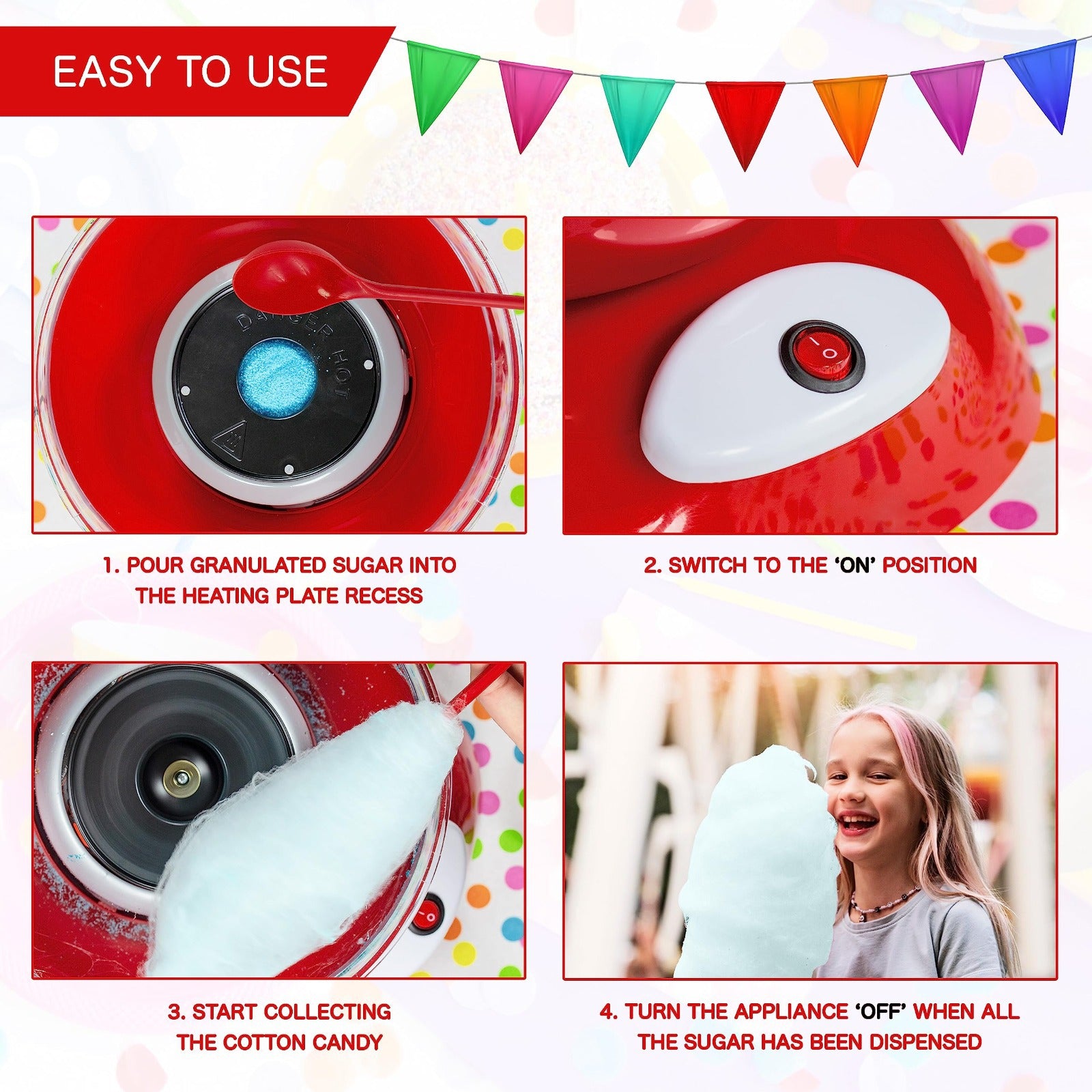 Usage Steps Of Cotton Candy Maker.