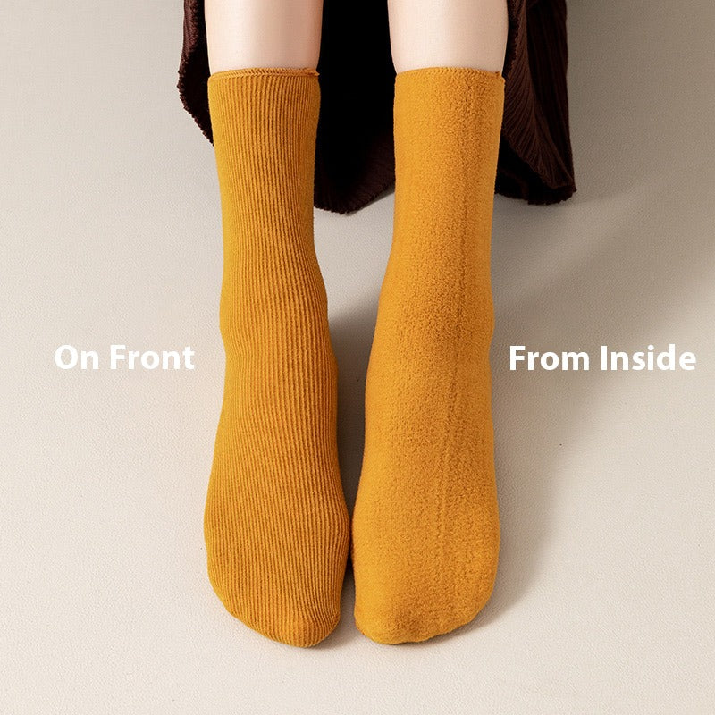Different sides of a Pair of Thick Winter Socks