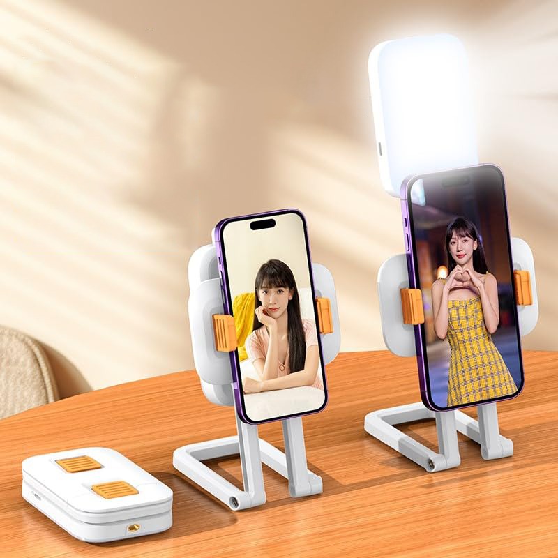 Mobile Phones are Placed at D2 Pro LED Live Streaming Light with Mobile Phone Holder.