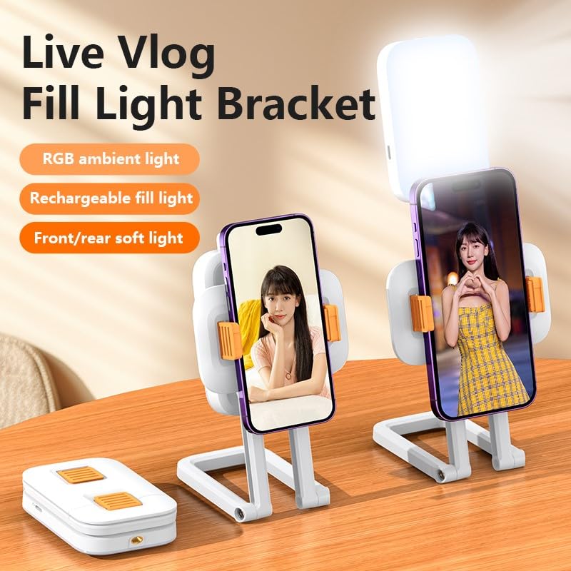 Mobile Phones are Placed at D2 Pro LED Live Streaming Light with Mobile Phone Holder.