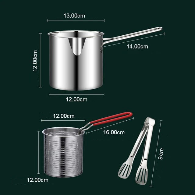 Size Of Deep Frying Pot Strainer with Basket and Clip.