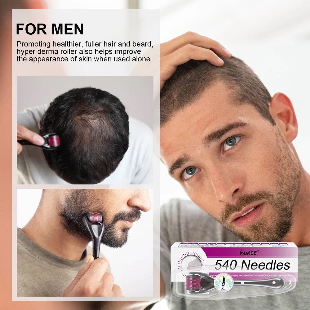 Derma Roller, Needle Roller - Anti-Ageing System with 540 Needles 0.50mm For Skin Hair