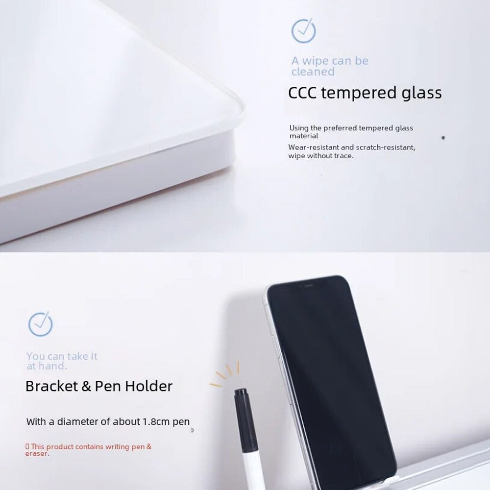 Multifunctional Glass Desktop Box - Writing Whiteboard Board