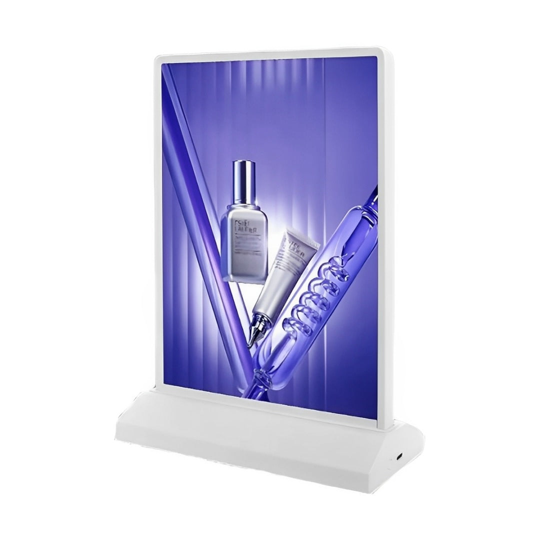 A Desktop Double Sided Display Advertising Light Box Dsplaying Ad.