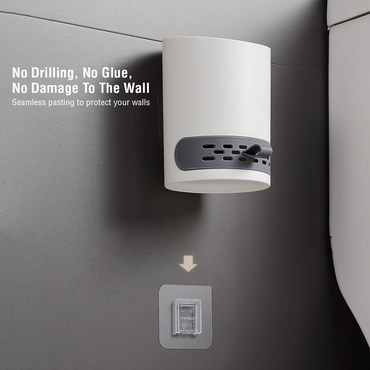 Wall Mounted Holder Of Refillable Toilet Cleaning Brush.