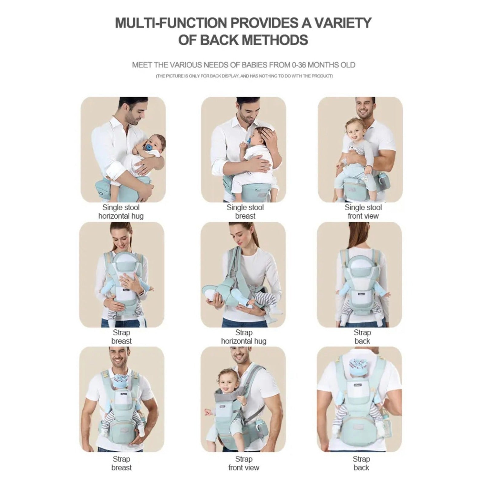 Different sides of the All-Position Baby Carrier