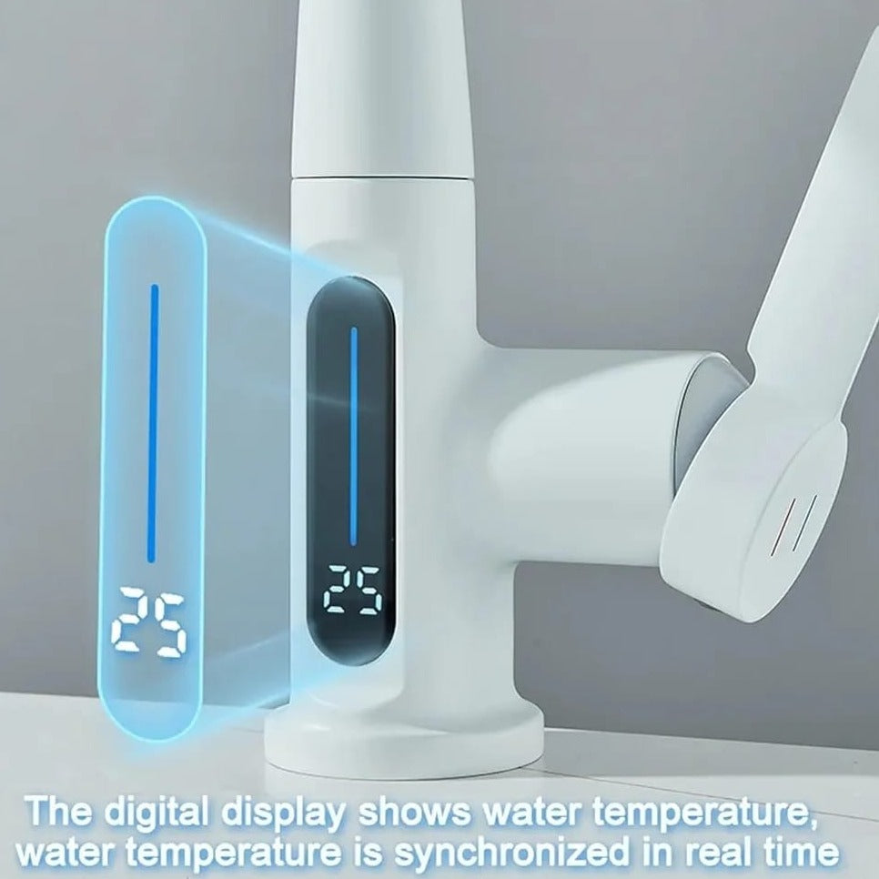 Digital Display Of Pull Type Kitchen Faucet.