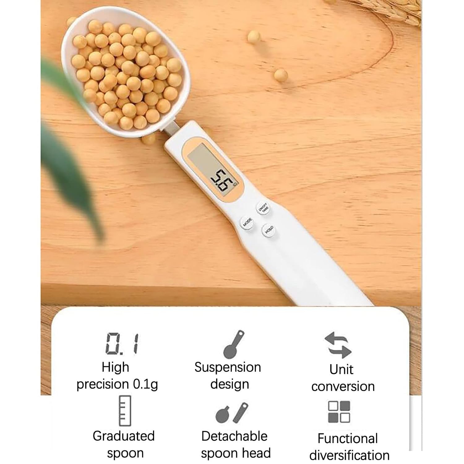 Digital Spoon Scale measuring cereals.