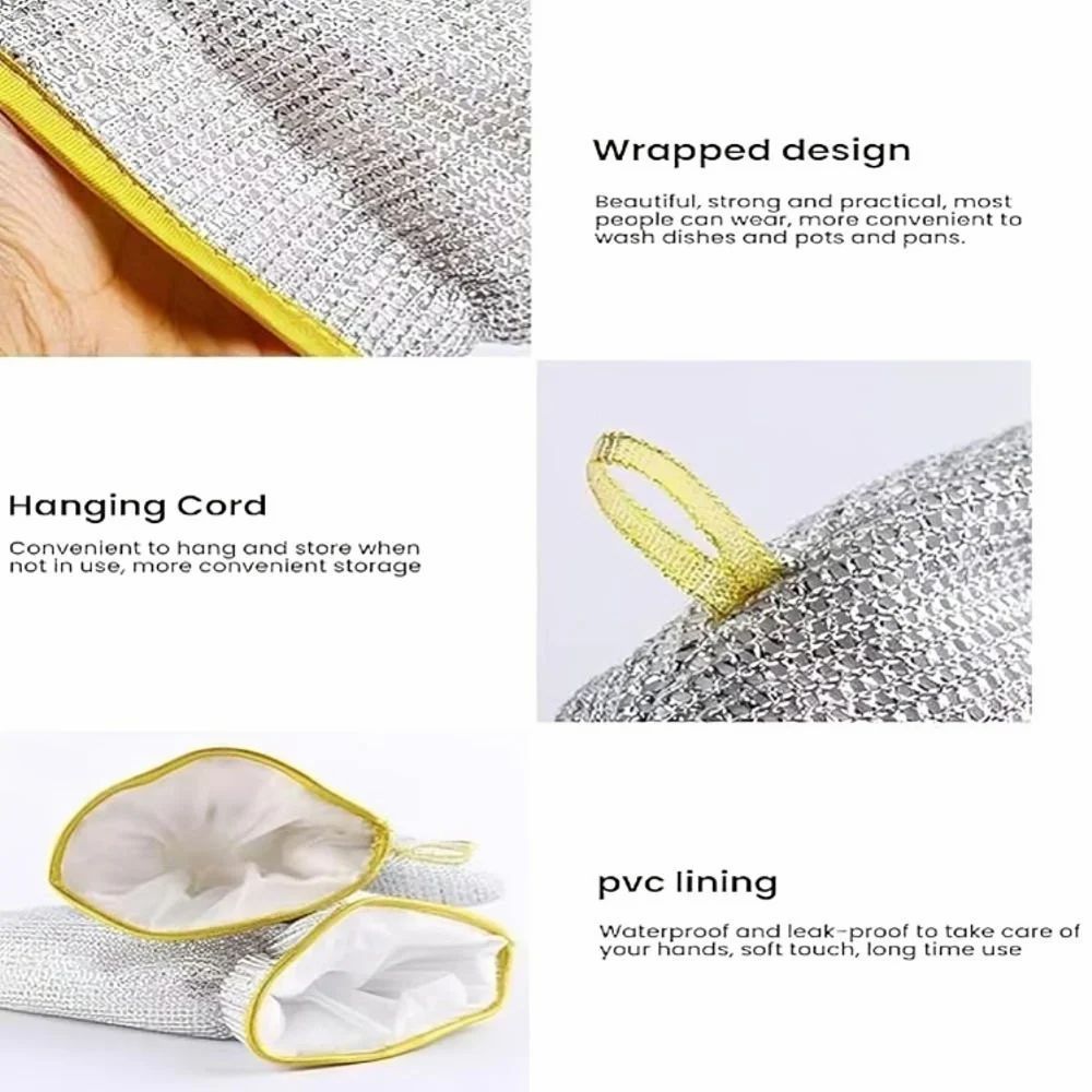 Design Details Of Dishwashing Kitchen Cleaning Wire Gloves.