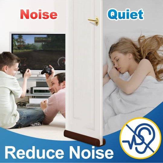 A Women is leeping Quiety While Others Watching TV By Installing Door Dust Stopper On the Door.