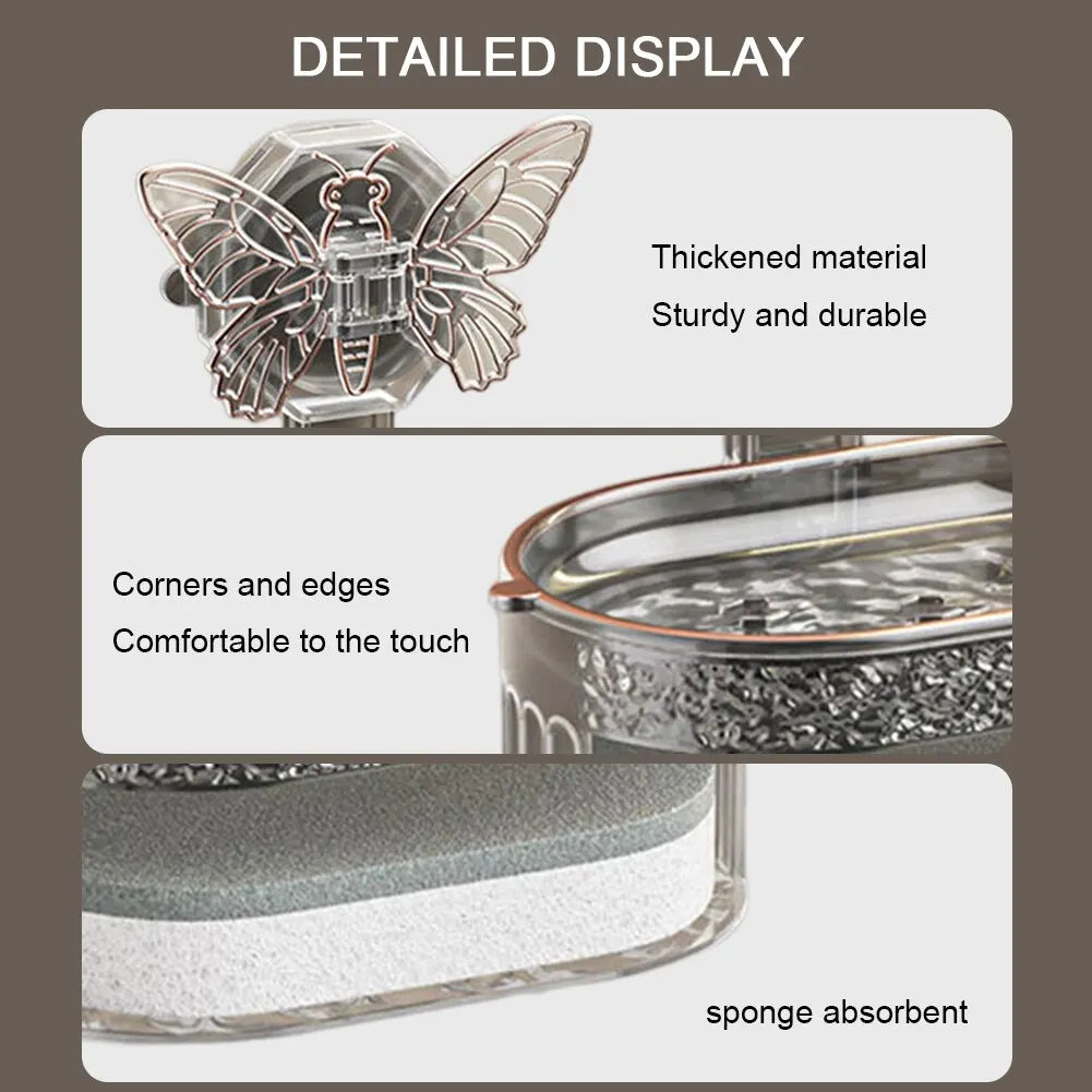 Double-Layer Butterfly Suction Cup Soap Box with its feature