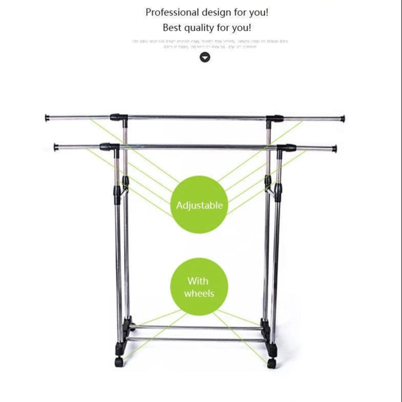 Double Pole Movable Cloth Hanger.