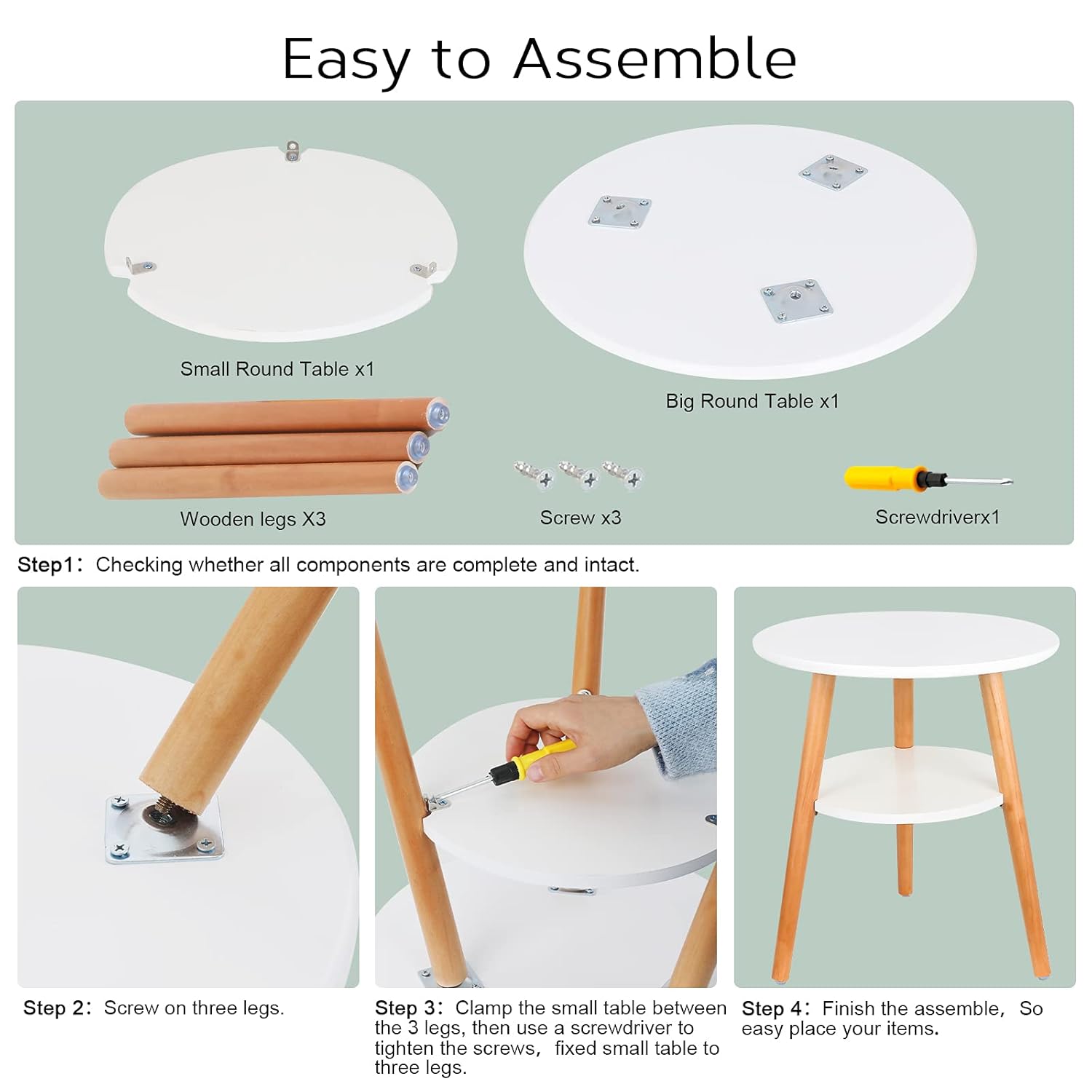 Installation of Round Side Table with Wooden Legs