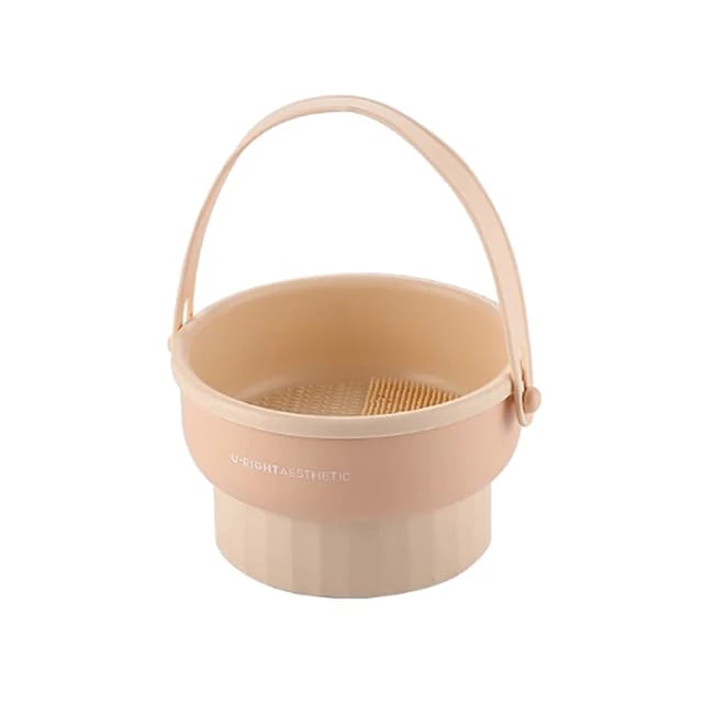 Makeup Brush Cleaning Mat with Brush Drying Holder in apricot