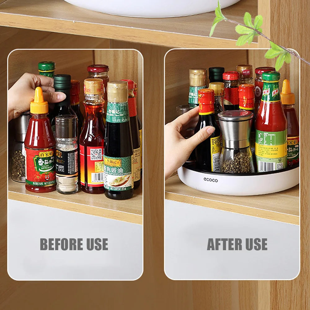 Comparing with and without using the Ecoco 360° Rotating Storage Tray