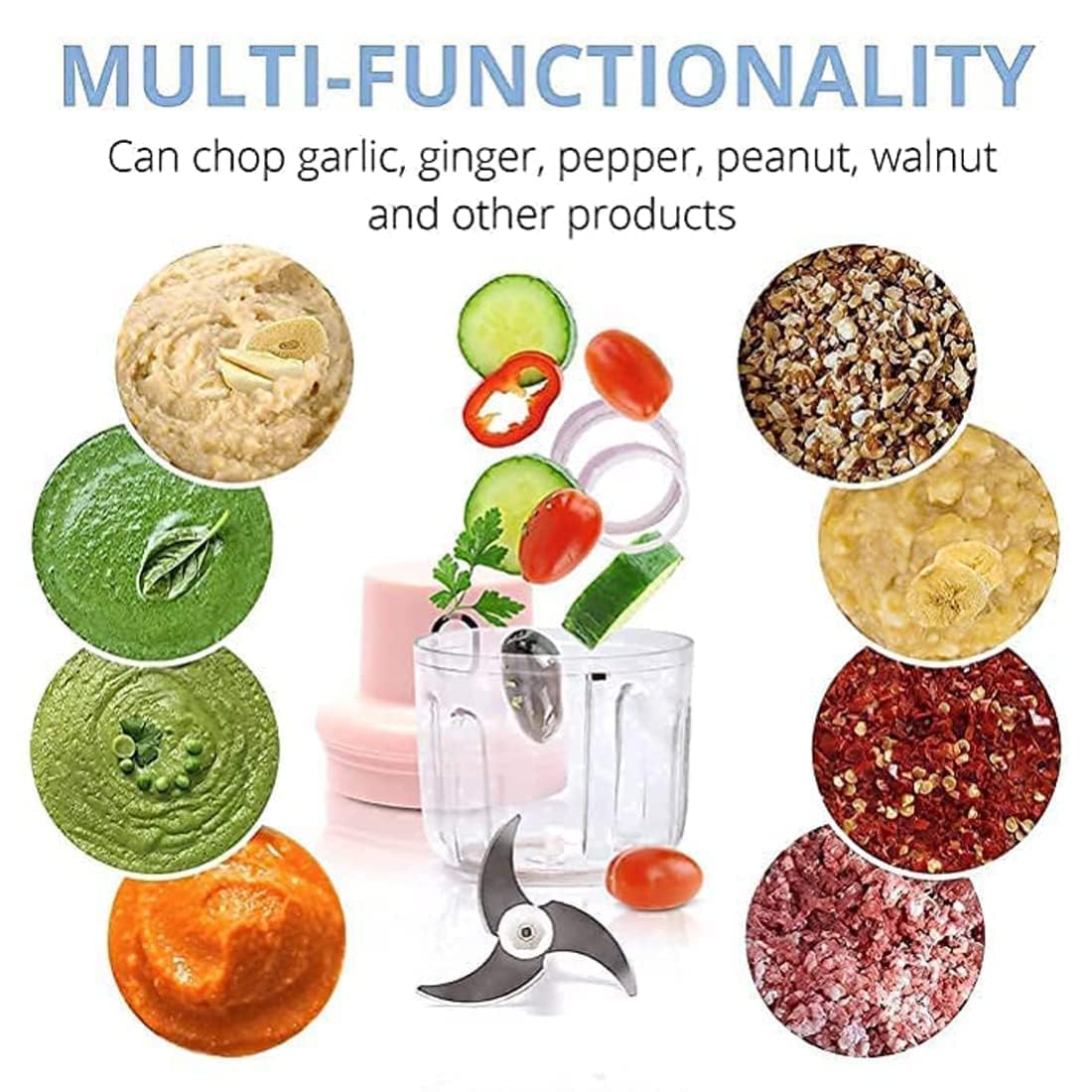 Multifunctionality Of Electric Garlic Chopper.