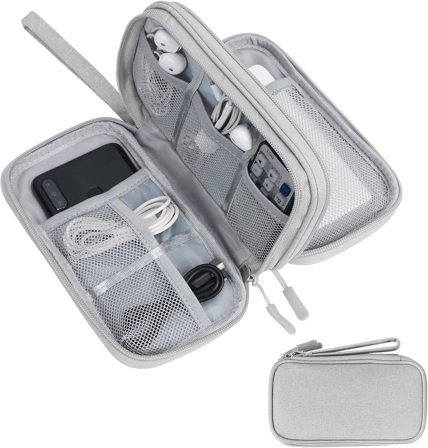Electronic Accessories Organizer Travel Case with compartments for electronic devices on a white background