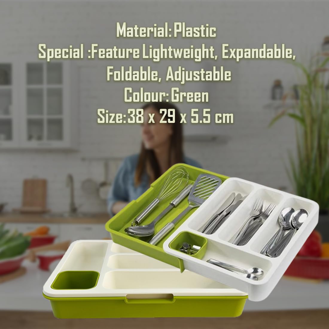 Kitchen Spoons and Cutleries are Kept at Expandable Cutlery Tray.