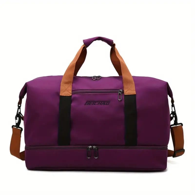 Purple Multi-functional Fashion Fitness Travel Duffle Bag.