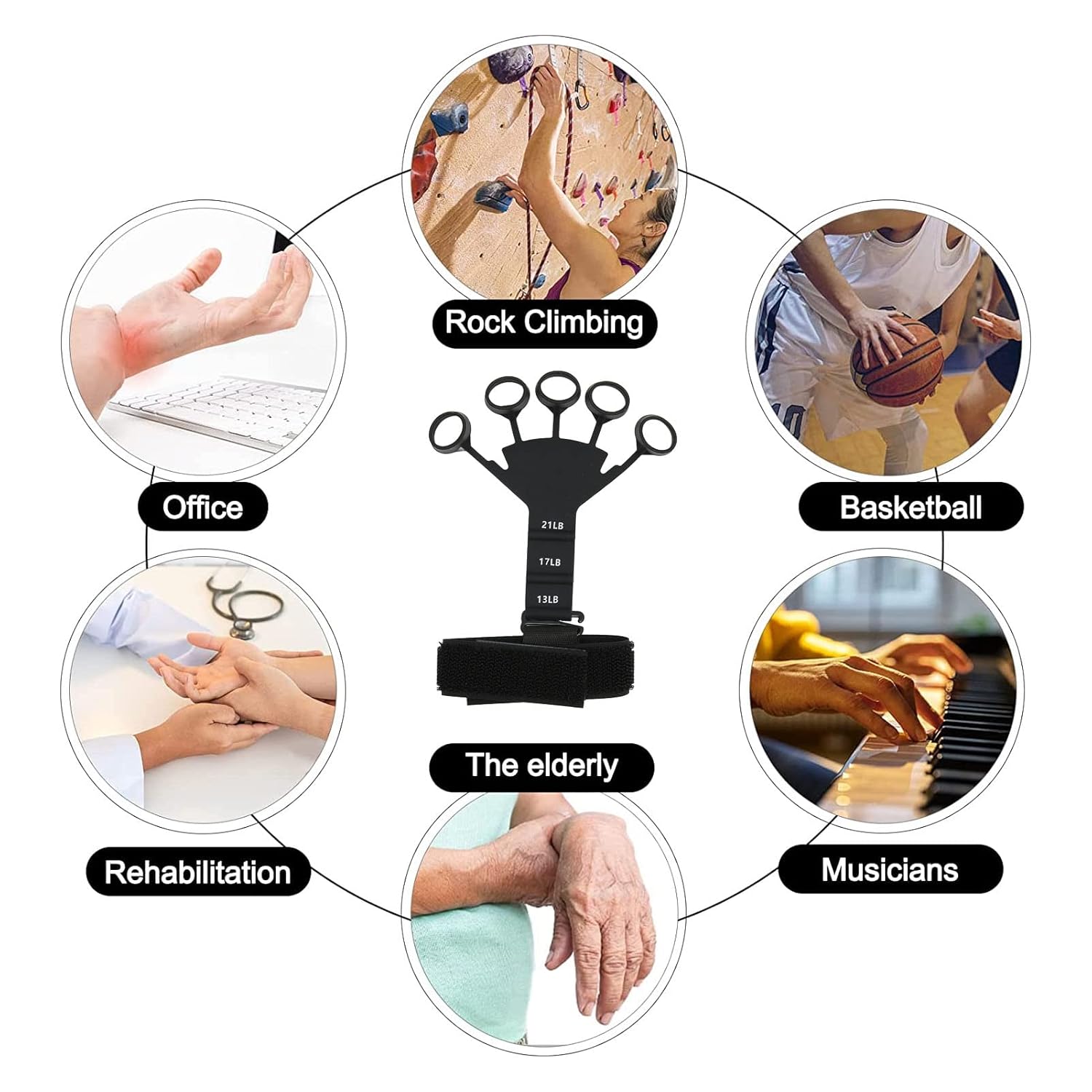 Multiple Application Of Finger Grip Strength Trainer.
