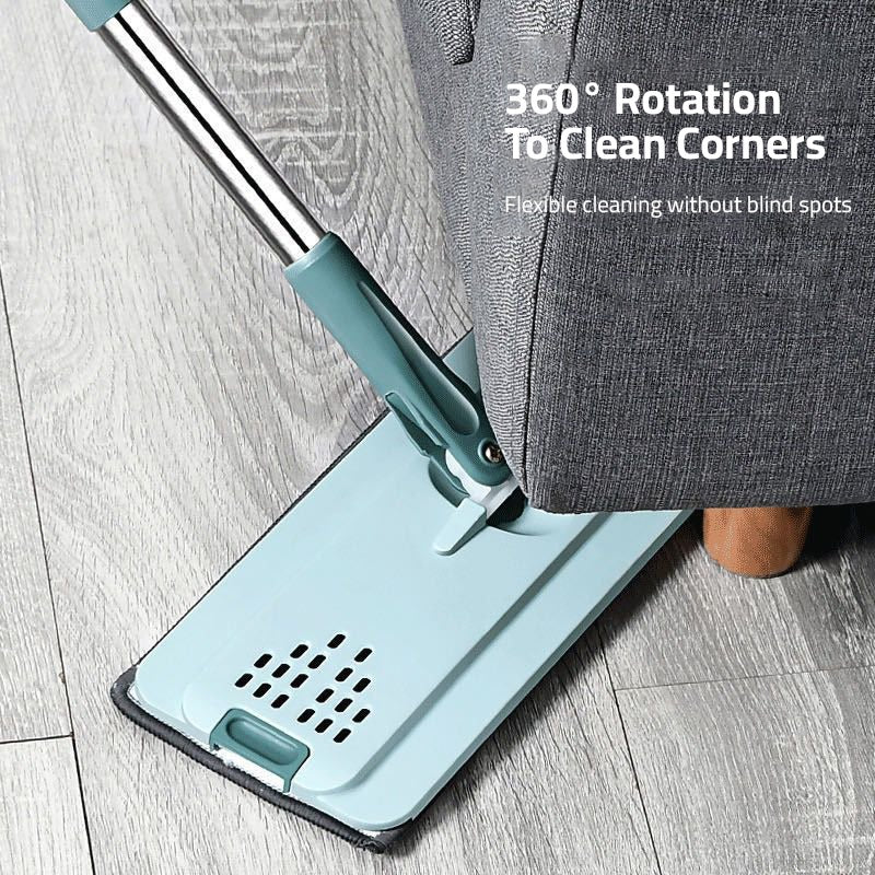 Flat Floor Mop Hands-Free Squeeze Bucket Set is Used to Clean the Floor.
