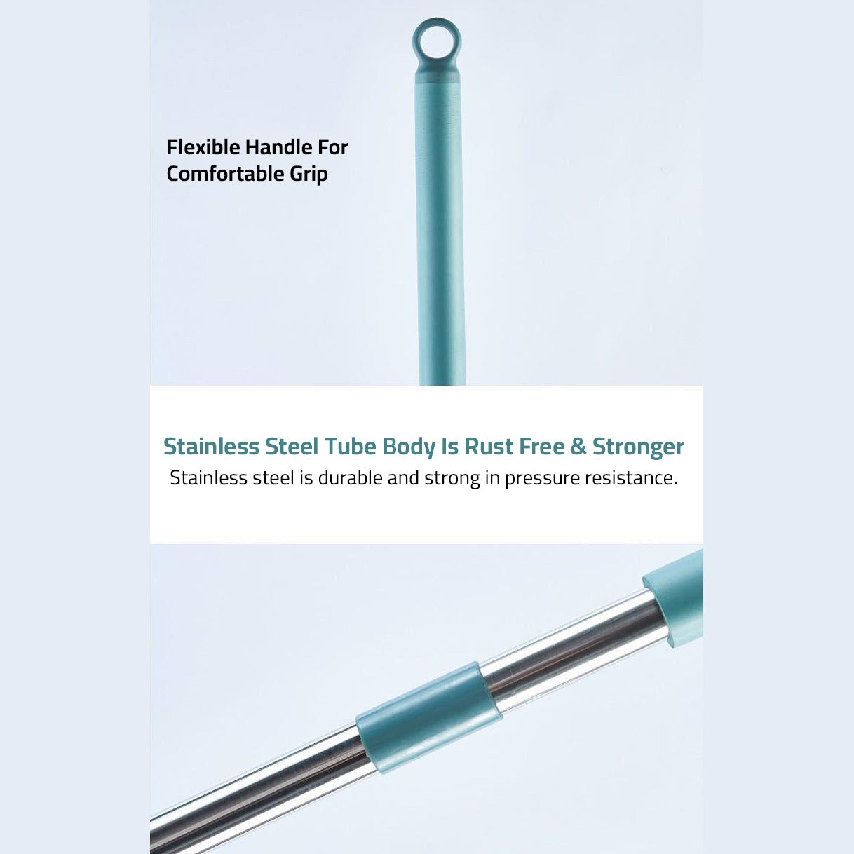 Handle Of Flat Floor Mop Hands-Free Squeeze Bucket Set.