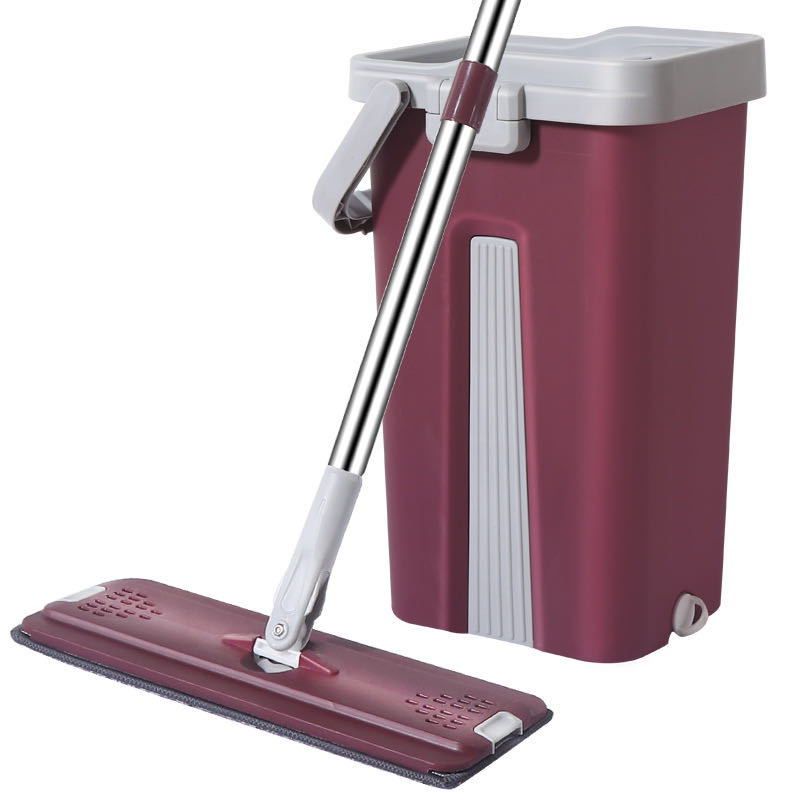 A Flat Floor Mop Hands-Free Squeeze Bucket Set.