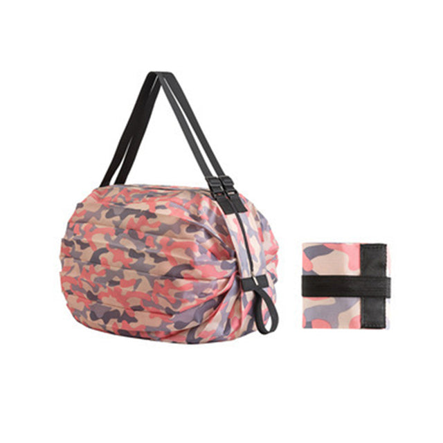 Reusable Foldable Shopping Bag in camouflage pink color