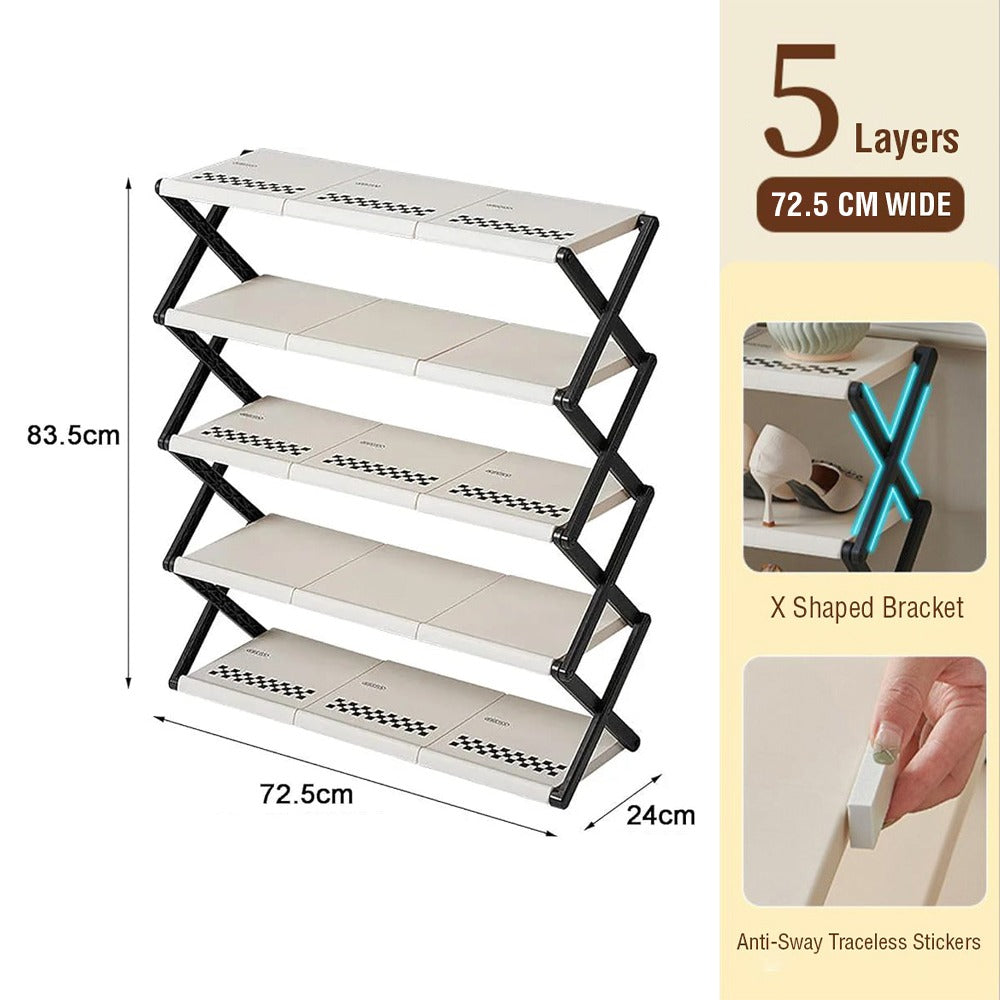 Foldable 5-Layer Shoe Rack Shelf with its size