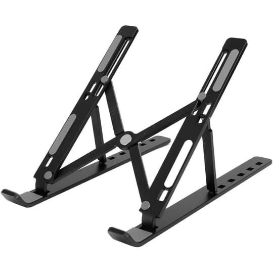 Foldable Aluminum Laptop Holder Rack In Black Color.
