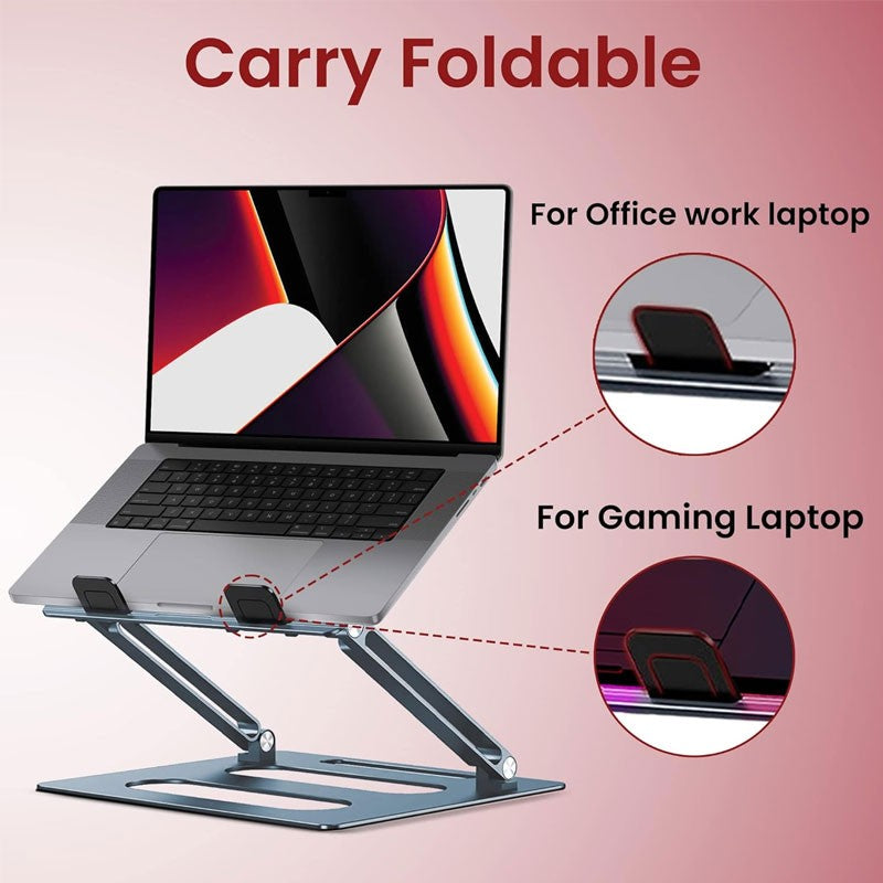 A Laptop is Placed On Moxedo Foldable Laptop Stand with Phone Holder