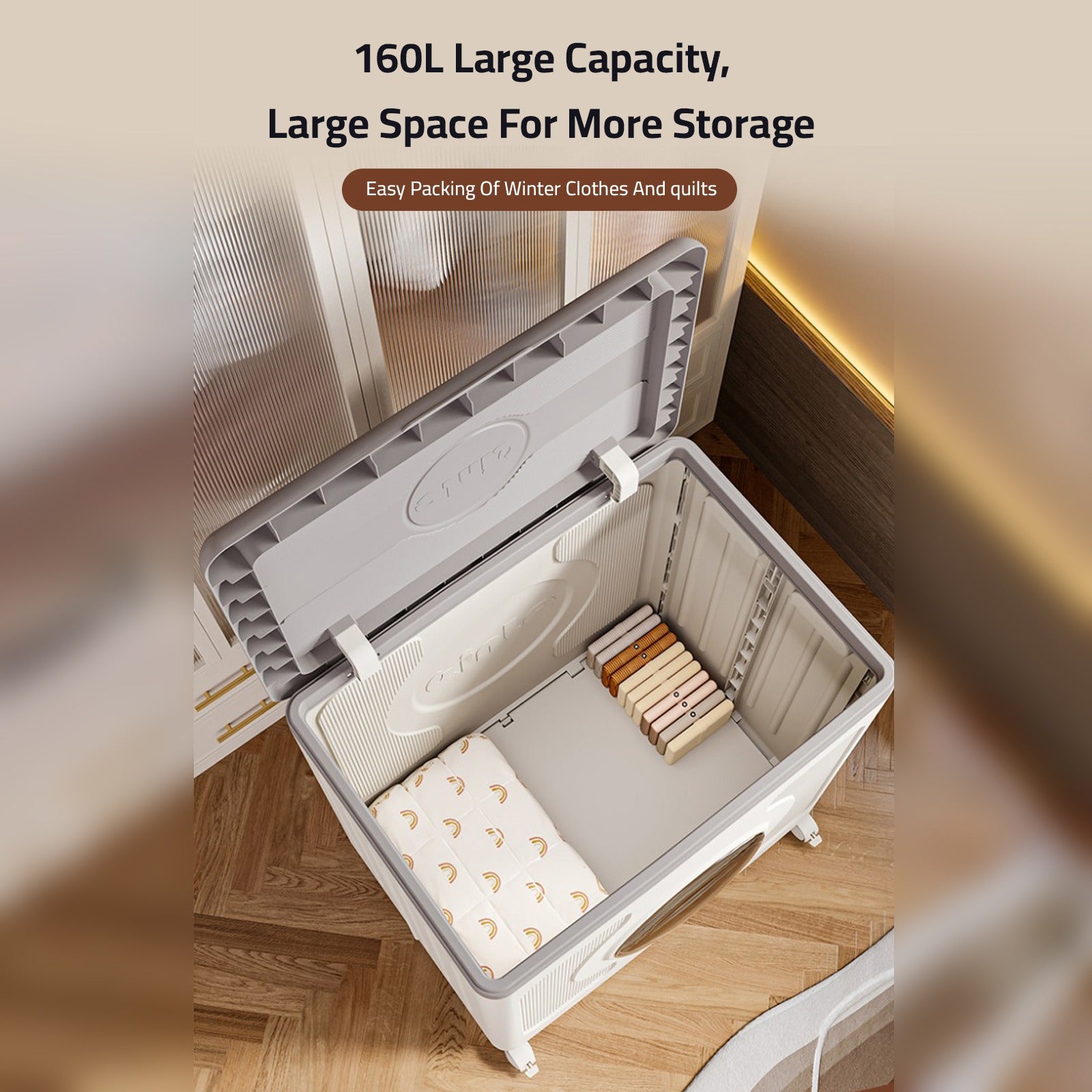 Foldable Storage Organizer Box Organized with Clothes.