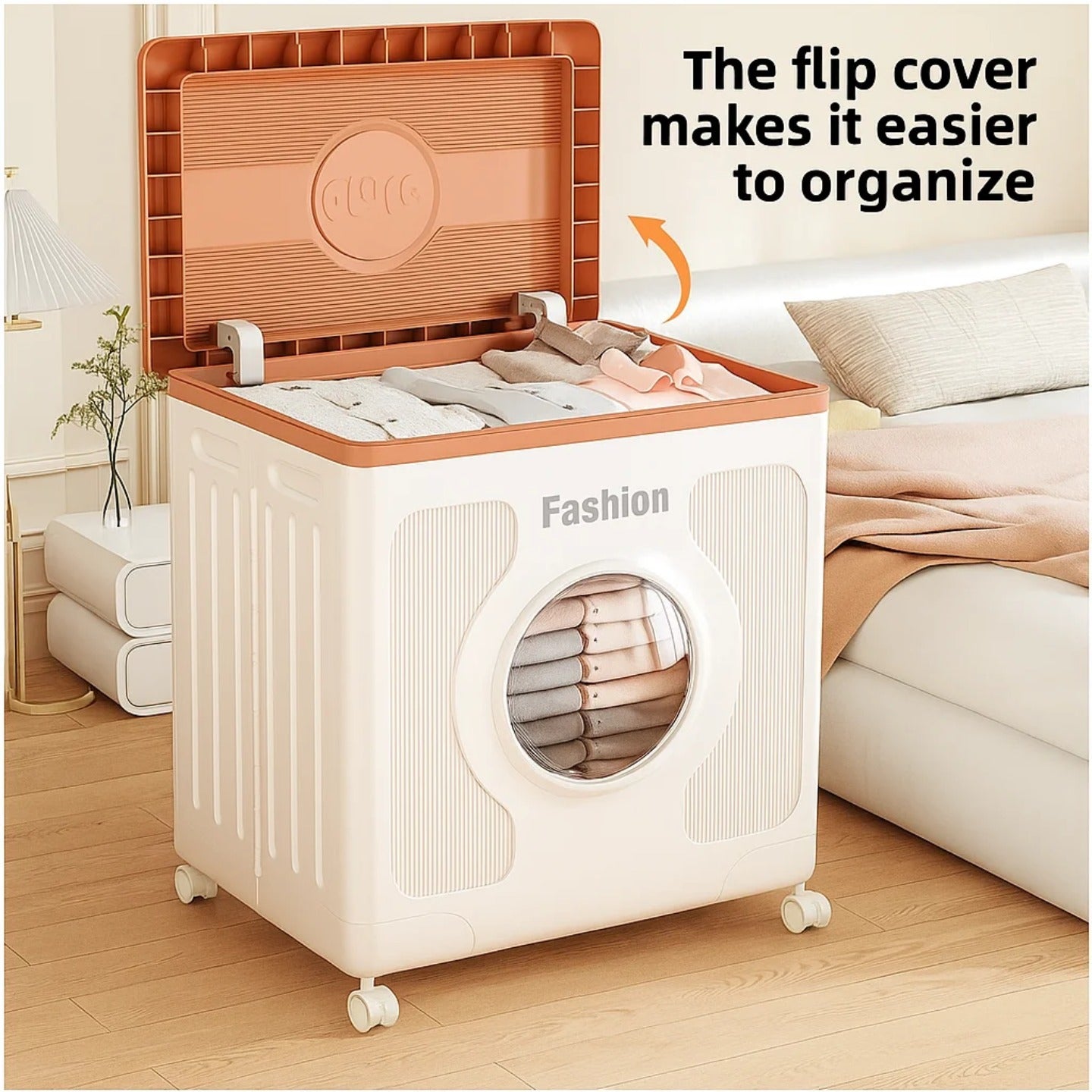 Foldable Storage Organizer Box Organized with Clothes.