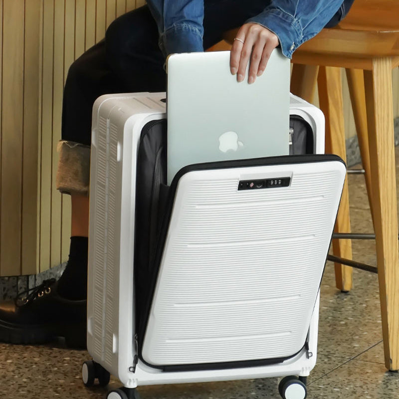 A Person is Keeping PC in a Foldable Travel Trolley Luggage Bag.