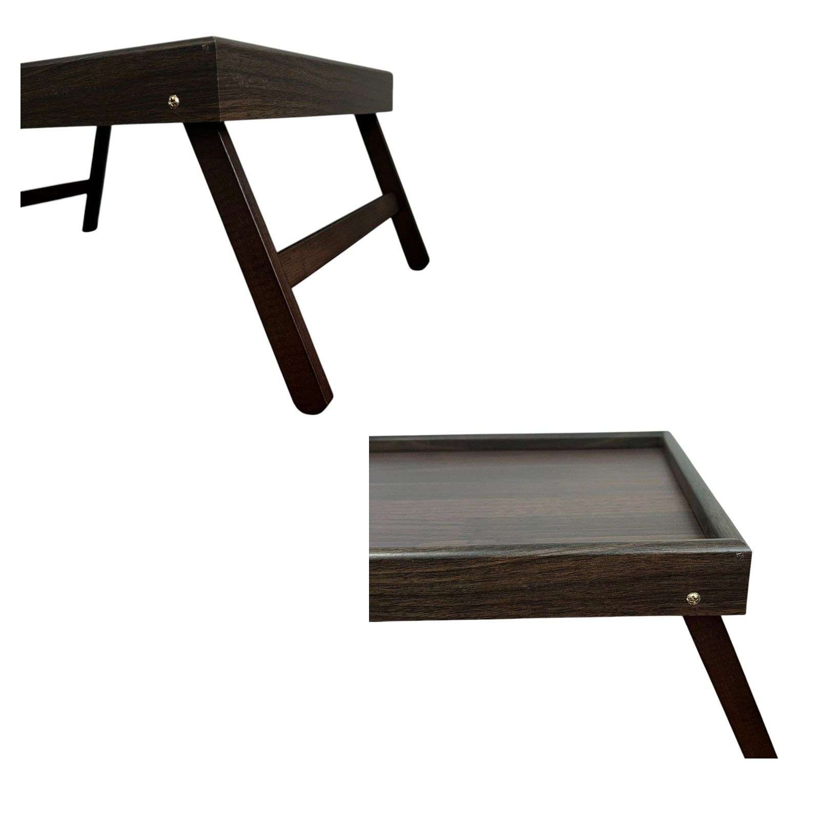 Wooden bed tray table on a white background