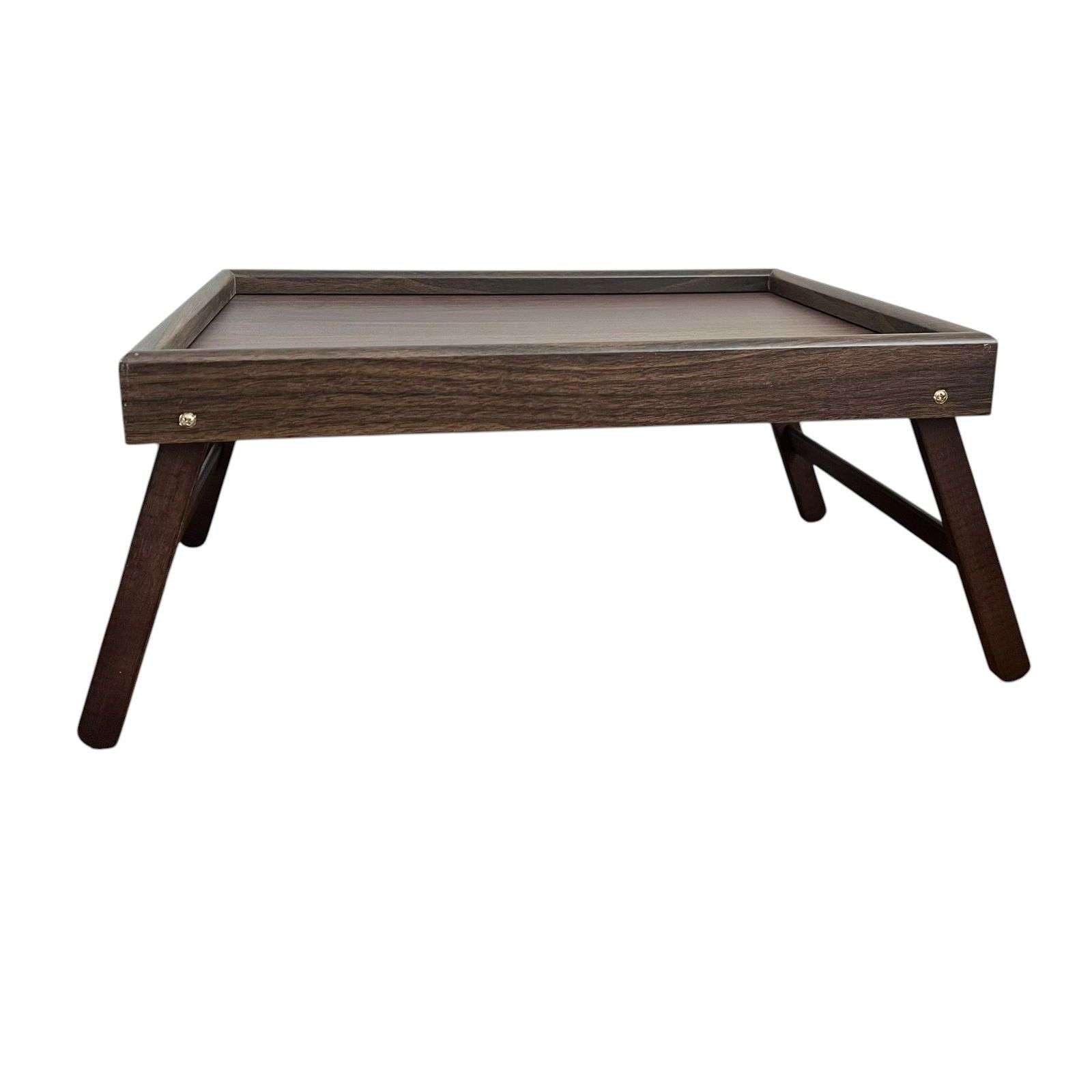 Wooden tray table with a white background