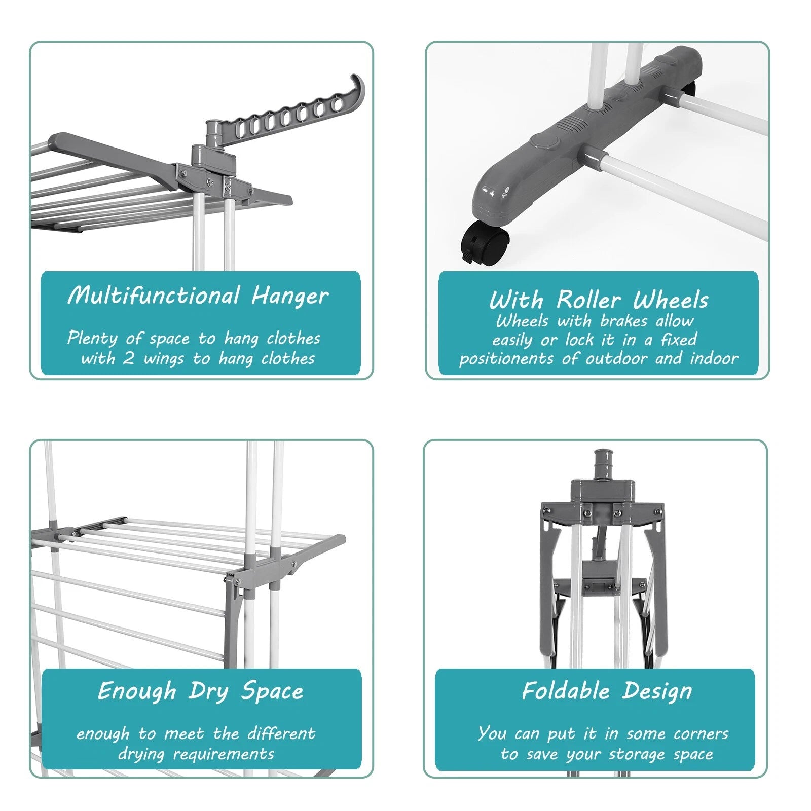 Parts Details Of Folding 3 Layer Cloth Drying Rack Stand.