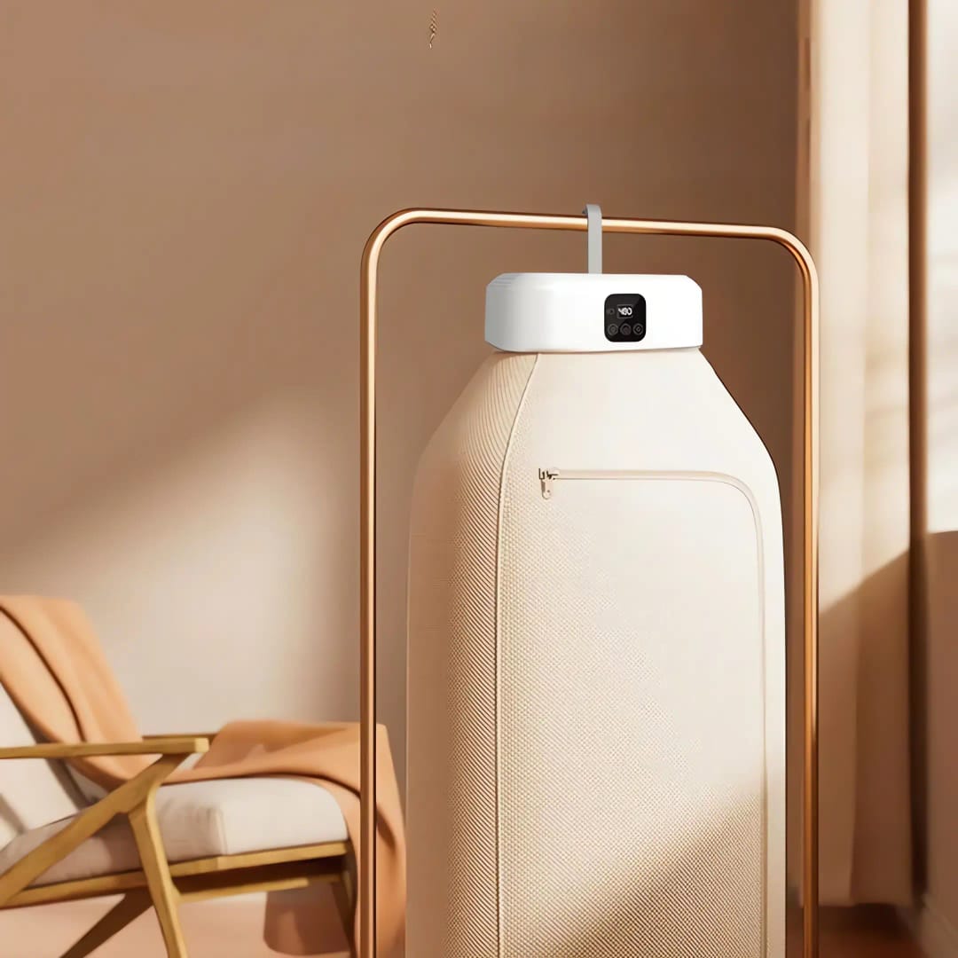 Folding Electric Cloth Dryer Hanged On Cloth Rack.