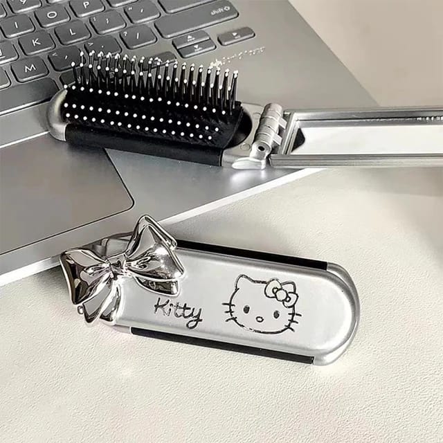 Folding Hair Comb with Mirror,