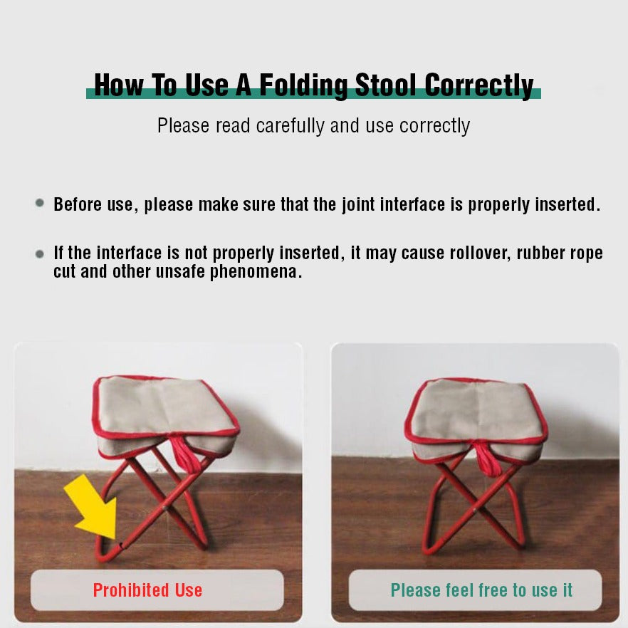Correct Format For Using Folding Small Stool.