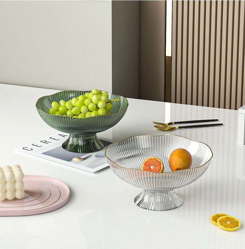 Three Different Colors Of Fruit Bowl Trays are Organized with Fruits.