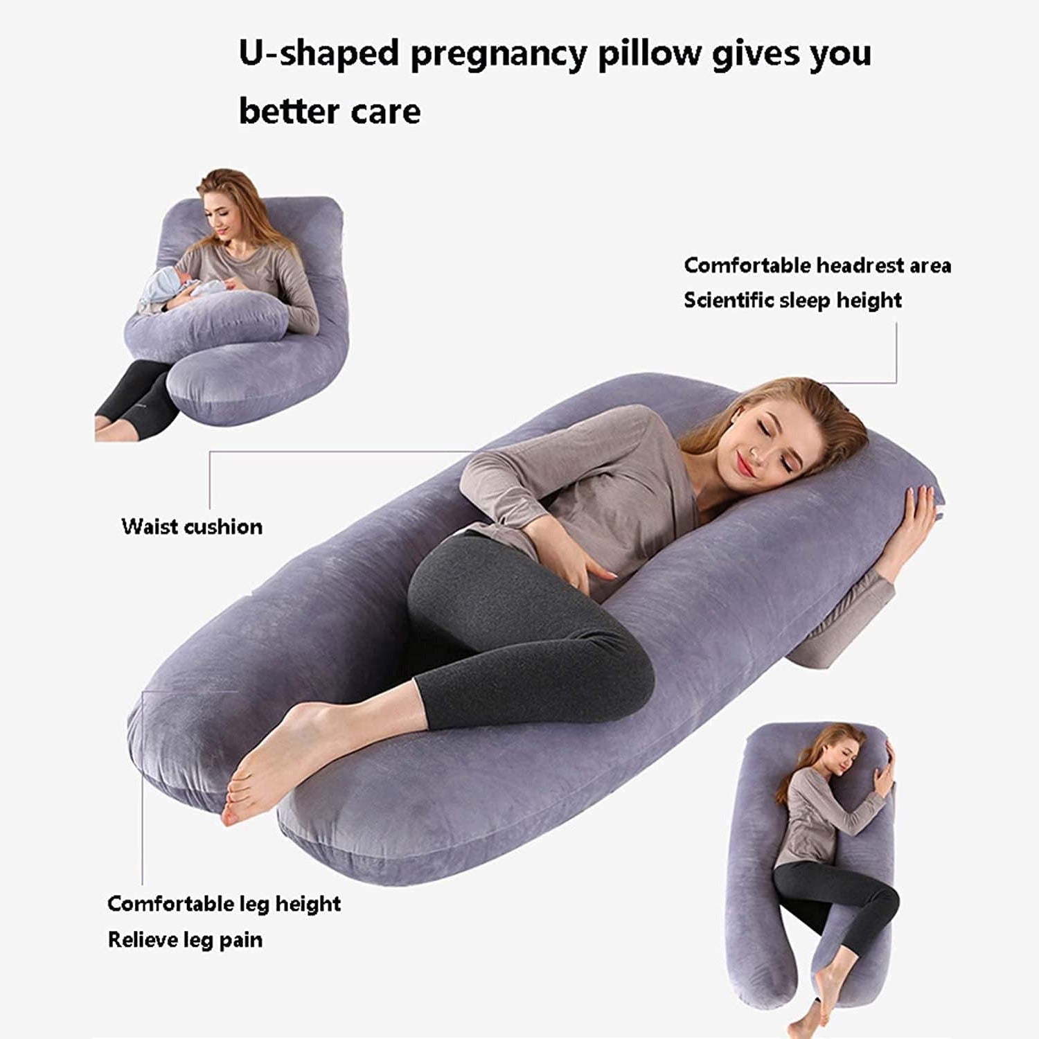 A Woman Is Resting on Full Body Pregnancy Pillow.