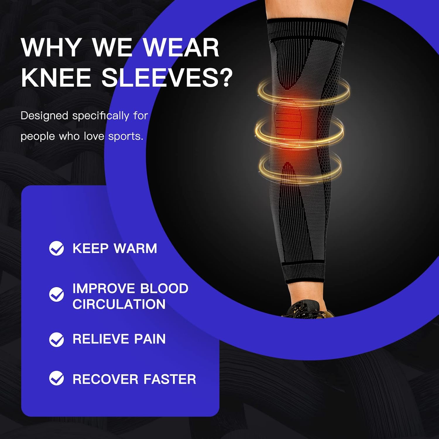 A Person is Wearing Full Leg Compression Knee Support Sleeves.