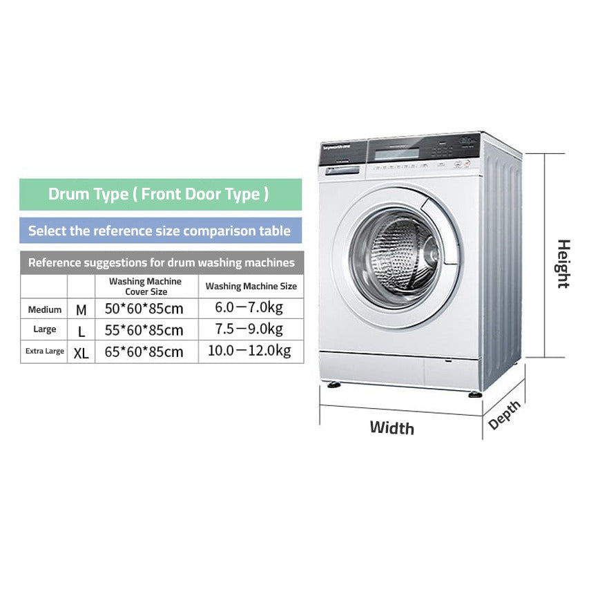 Size Details Of Dust Proof Fully Automatic Front Door Washing Machine Protective Cover.