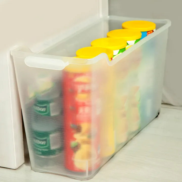 A Space Saving Narrow Gap Long Storage Box with Bottle in it
