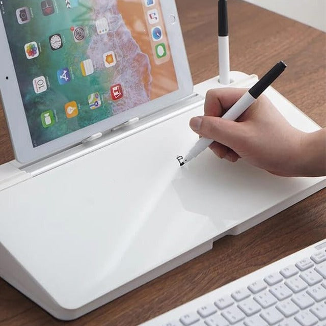 Someone writing something on the Multifunctional Glass Desktop Box