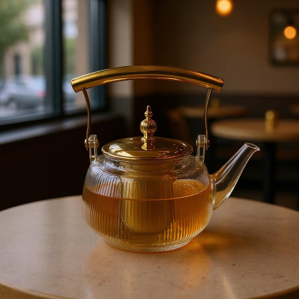 Glass Coffee Tea Pot with Tea.