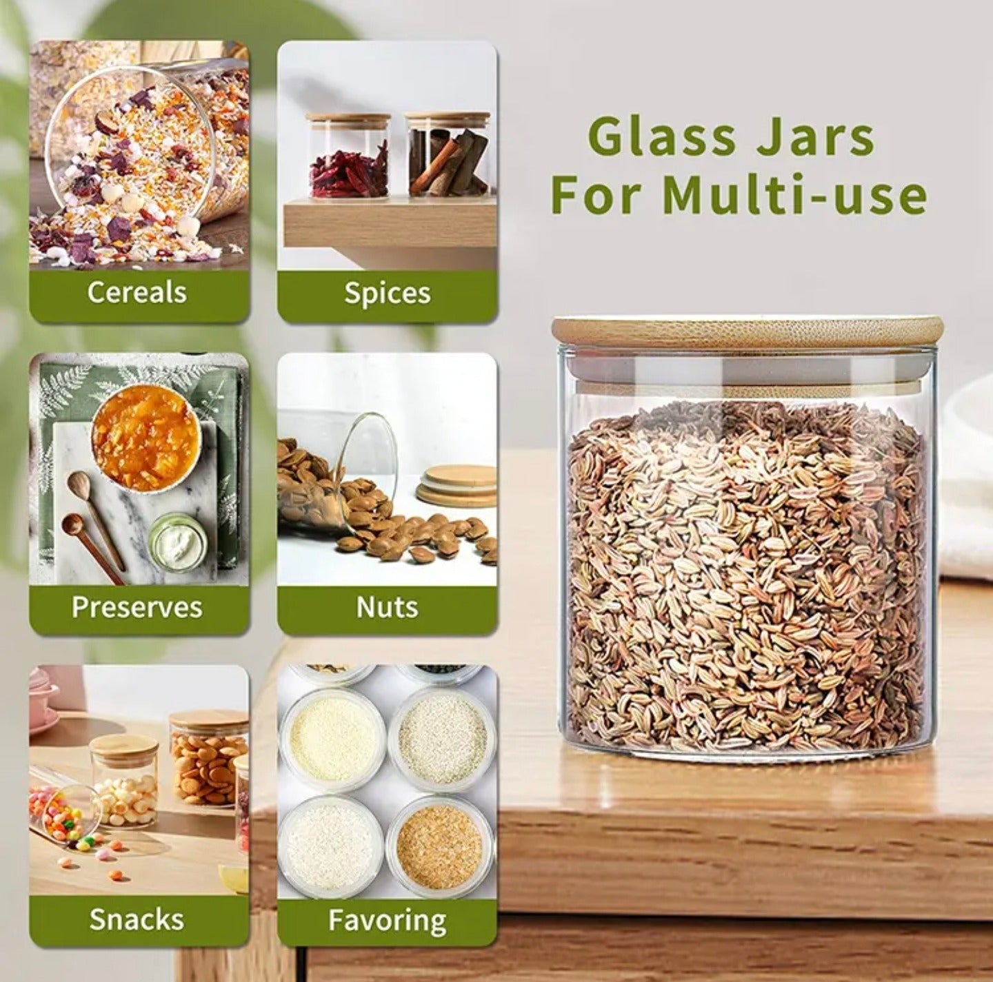 A Glass Storage Jars is Filled with Spices and Showing its Multi-use